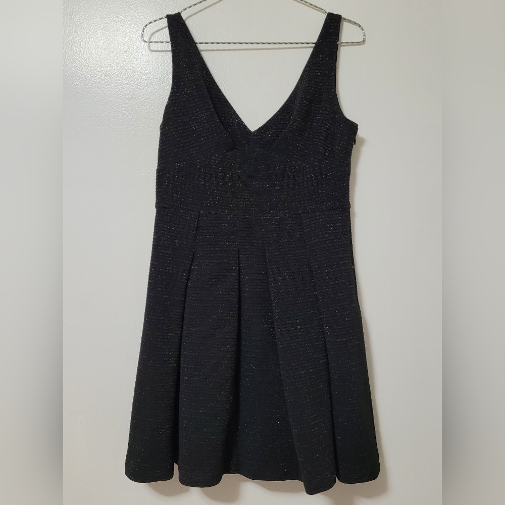 Betsey Johnson black sparkle mini dress with back bow, Size 6